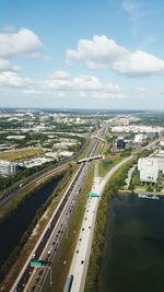 High angle shot of cityscape