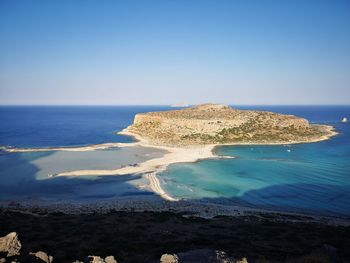 Panoramic view of sea against clear sky