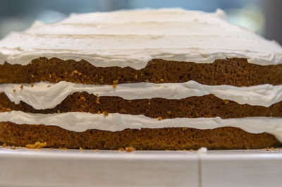 Close-up of chocolate cake in plate