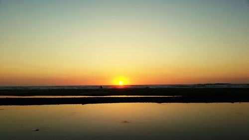 Scenic view of sea at sunset