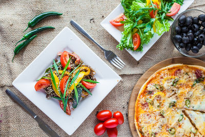 Food on cutting board