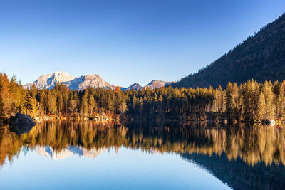 Autumn day at hintersee, a part of the municipality of ramsau near berchtesgaden.