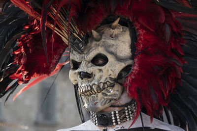 Person wearing mask during halloween