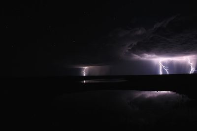 Scenic view of sea against sky at night