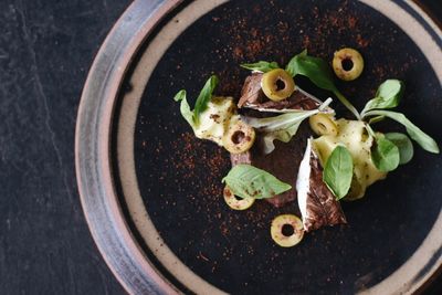 High angle view of vegetables in bowl