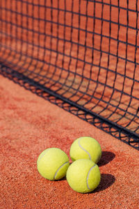 Close-up of balls on court