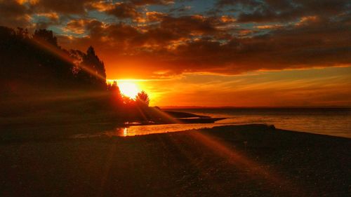 Scenic view of sunset over sea