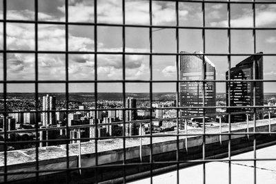 View on the financial district in paris through a fence