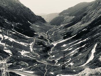 Aerial view of mountain range