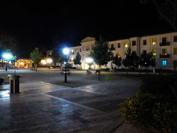 Illuminated buildings at night