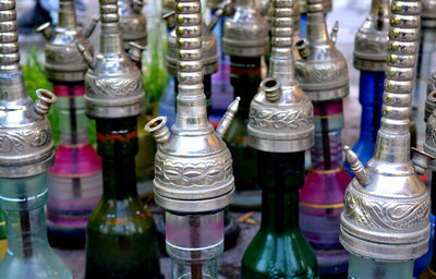 Full frame shot of multi colored bottles