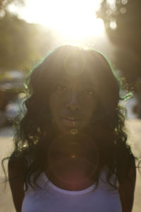 Portrait of woman in sunlight