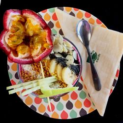 High angle view of breakfast on plate