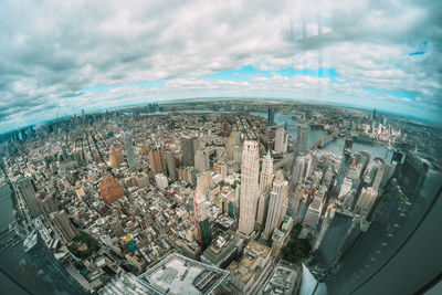High angle view of cityscape against sky