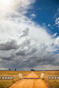 Road by landscape against sky