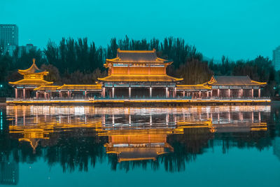 Reflection of building in lake