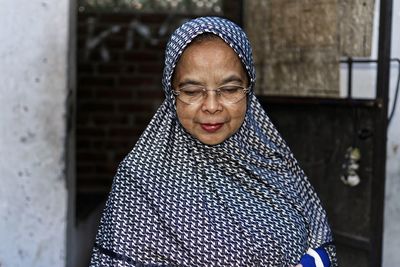 Close-up of woman in hijab