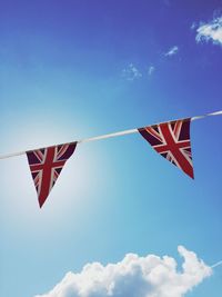 British flags hanging on string