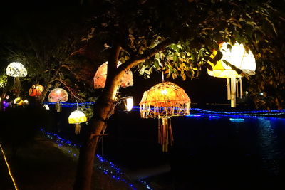 Illuminated building at night