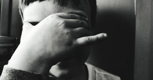 Close-up portrait of man hands