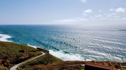 High angle view of sea against sky