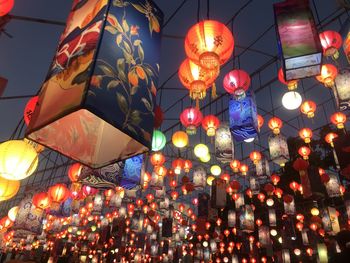 Low angle view of illuminated lanterns