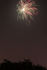 Low angle view of firework display at night