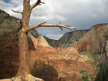 Low angle view of rock formations