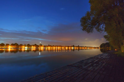 Scenic view of river against sky at night