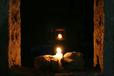 Close-up of burning candles