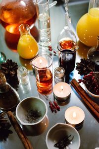 High angle view of food on table