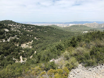 High angle view of landscape against sky