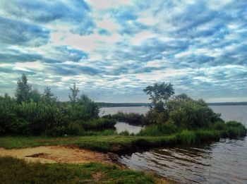 Scenic view of lake against sky