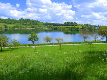 Scenic view of lake against sky