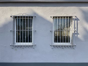 Close-up of window on wall of building