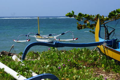 Scenic view of sea against clear sky