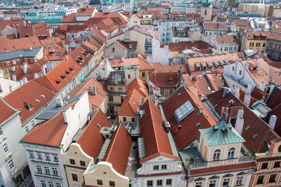 High angle view of buildings in city