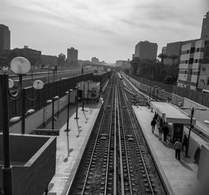 High angle view of railroad station platform