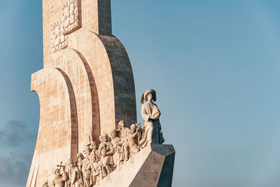 Low angle view of statue against clear sky