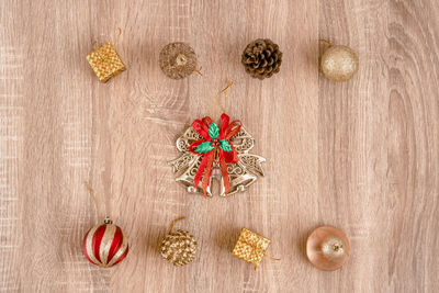 Directly above shot of christmas decoration on table