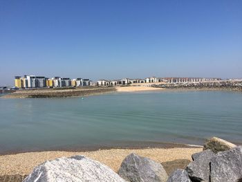 Scenic view of sea against clear sky