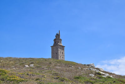 Low angle view of lighthouse against sky