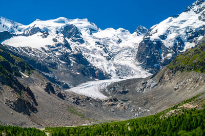 A close view of the morteratsch glacier, in the engadin, switzerland.