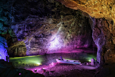 View of illuminated cave