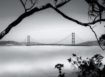 Low angle view of suspension bridge