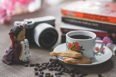 Close-up of coffee on table