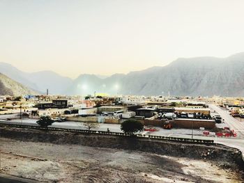 Scenic view of mountains against clear sky