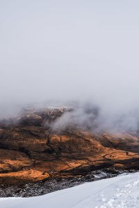 Scenic view of mountains against sky during winter