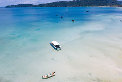 High angle view of people on beach