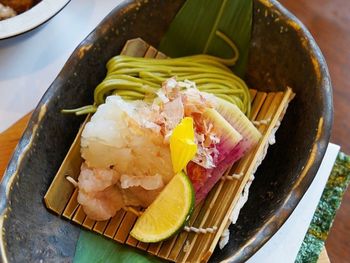High angle view of food in container